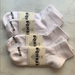 Bombas White Quarter Ankle Socks - Women’s Large